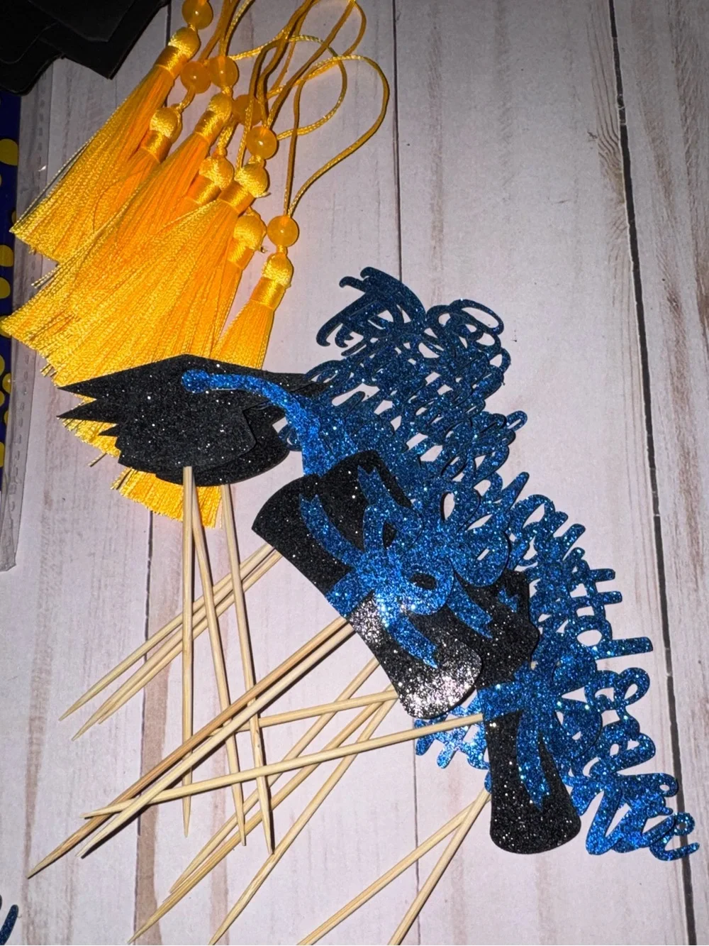 Blue and gold graduation party supplies